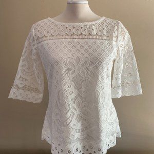 Apricot White laced Top